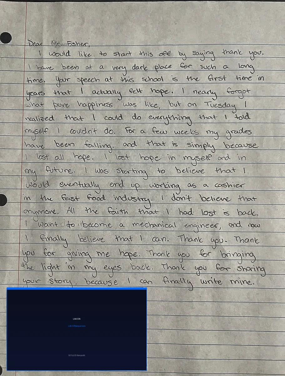 Student Letter - Words of hope