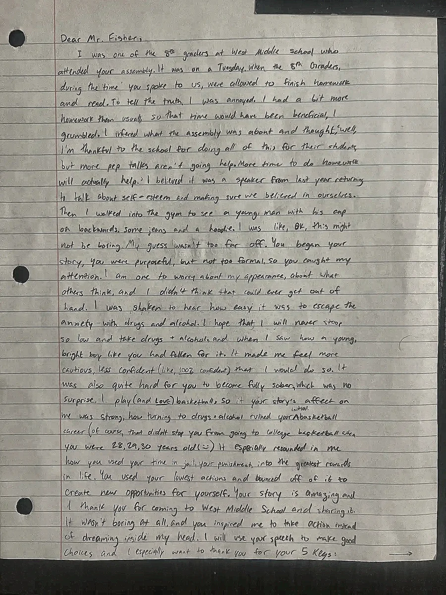 Student Letter - Transformative message