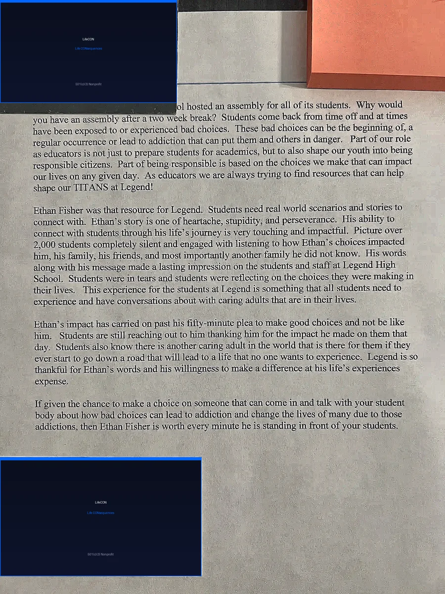 Student Letter - Message of impact