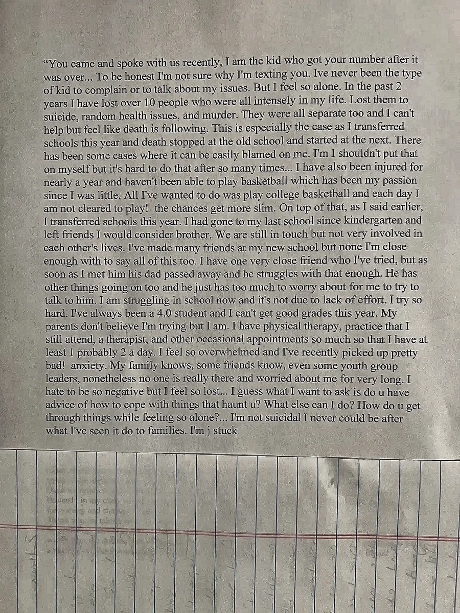 Student Letter - Powerful message